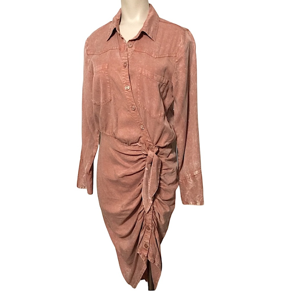 YOUNG FABULOUS & BROKE sz Small Dress Carling Western Distressed Salmon Pink NWT